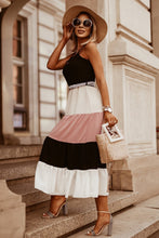 Load image into Gallery viewer, Black Color Block Sleeveless V Neck Long Dress
