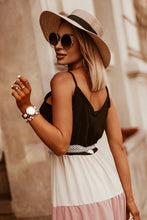 Load image into Gallery viewer, Black Color Block Sleeveless V Neck Long Dress
